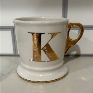 ANTHROPOLOGIE‎ Initial K Monogram Ceramic Coffee tea mug